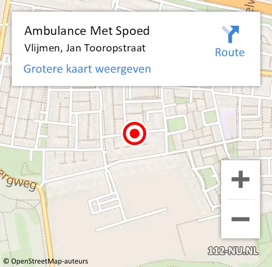 Locatie op kaart van de 112 melding: Ambulance Met Spoed Naar Vlijmen, Jan Tooropstraat op 30 november 2019 10:04