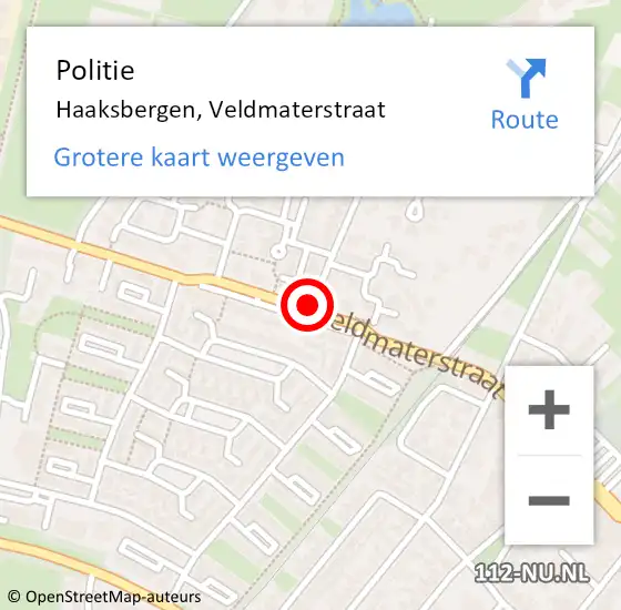 Locatie op kaart van de 112 melding: Politie Haaksbergen, Veldmaterstraat op 30 november 2019 10:18