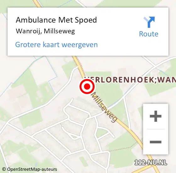 Locatie op kaart van de 112 melding: Ambulance Met Spoed Naar Wanroij, Millseweg op 30 november 2019 10:40
