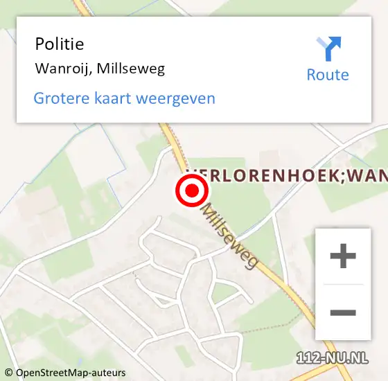 Locatie op kaart van de 112 melding: Politie Wanroij, Millseweg op 30 november 2019 10:42