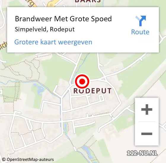 Locatie op kaart van de 112 melding: Brandweer Met Grote Spoed Naar Simpelveld, Rodeput op 30 november 2019 11:37