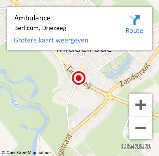 Locatie op kaart van de 112 melding: Ambulance Berlicum, Driezeeg op 30 november 2019 12:54