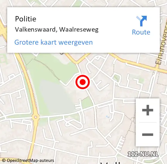 Locatie op kaart van de 112 melding: Politie Valkenswaard, Waalreseweg op 30 november 2019 13:09