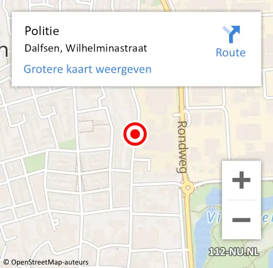 Locatie op kaart van de 112 melding: Politie Dalfsen, Wilhelminastraat op 30 november 2019 13:19