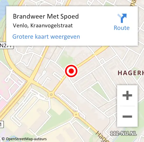 Locatie op kaart van de 112 melding: Brandweer Met Spoed Naar Venlo, Kraanvogelstraat op 30 november 2019 14:14