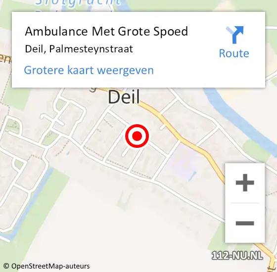 Locatie op kaart van de 112 melding: Ambulance Met Grote Spoed Naar Deil, Palmesteynstraat op 30 november 2019 14:17