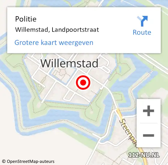 Locatie op kaart van de 112 melding: Politie Willemstad, Landpoortstraat op 30 november 2019 14:36