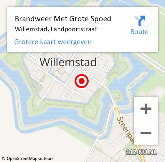 Locatie op kaart van de 112 melding: Brandweer Met Grote Spoed Naar Willemstad, Landpoortstraat op 30 november 2019 14:36