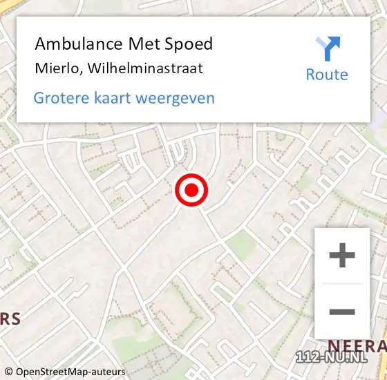 Locatie op kaart van de 112 melding: Ambulance Met Spoed Naar Mierlo, Wilhelminastraat op 30 november 2019 15:27