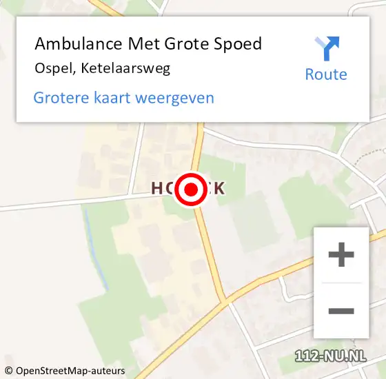 Locatie op kaart van de 112 melding: Ambulance Met Grote Spoed Naar Ospel, Ketelaarsweg op 30 november 2019 15:48