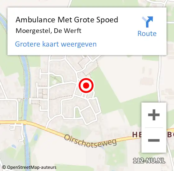 Locatie op kaart van de 112 melding: Ambulance Met Grote Spoed Naar Moergestel, De Werft op 30 november 2019 15:59