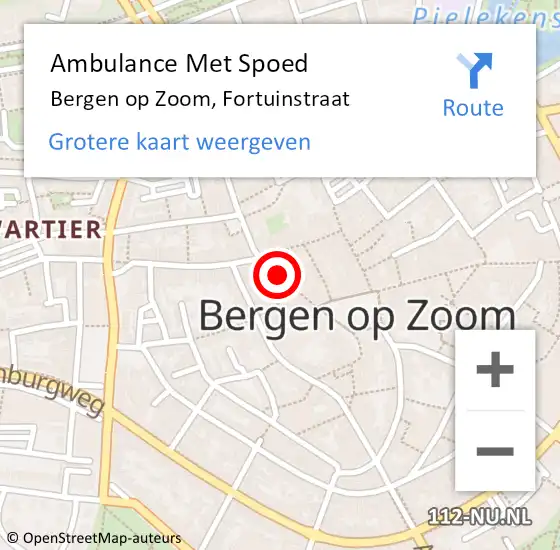 Locatie op kaart van de 112 melding: Ambulance Met Spoed Naar Bergen op Zoom, Fortuinstraat op 30 november 2019 16:05