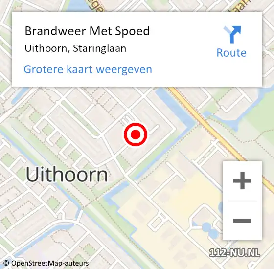 Locatie op kaart van de 112 melding: Brandweer Met Spoed Naar Uithoorn, Staringlaan op 30 november 2019 17:11