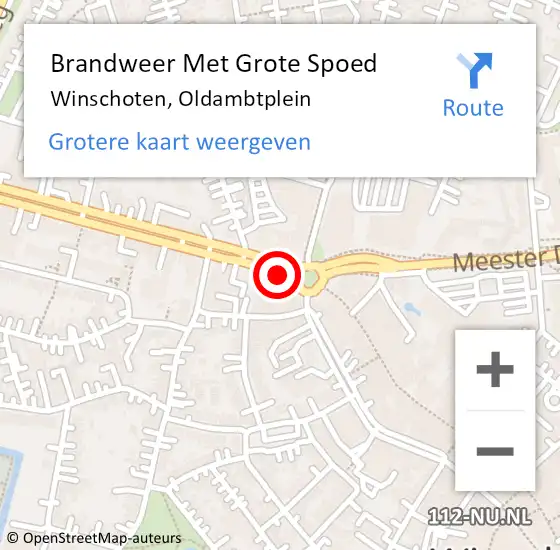 Locatie op kaart van de 112 melding: Brandweer Met Grote Spoed Naar Winschoten, Oldambtplein op 30 november 2019 17:52