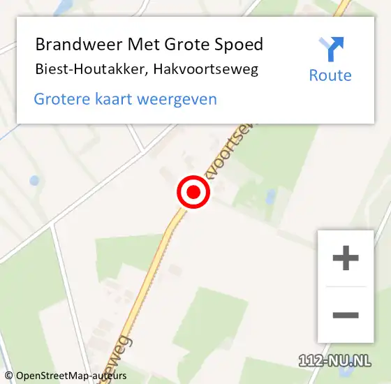 Locatie op kaart van de 112 melding: Brandweer Met Grote Spoed Naar Biest-Houtakker, Hakvoortseweg op 30 november 2019 18:28