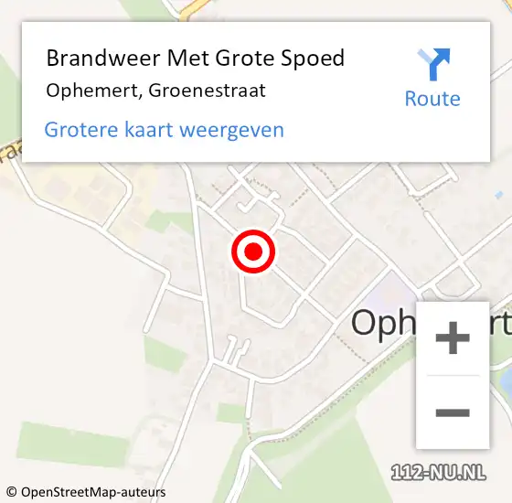 Locatie op kaart van de 112 melding: Brandweer Met Grote Spoed Naar Ophemert, Groenestraat op 30 november 2019 19:10