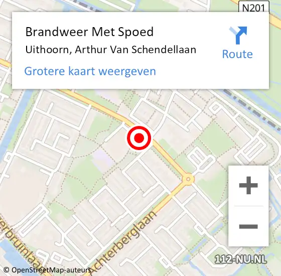 Locatie op kaart van de 112 melding: Brandweer Met Spoed Naar Uithoorn, Arthur Van Schendellaan op 30 november 2019 19:31