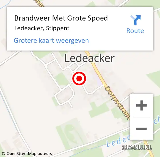 Locatie op kaart van de 112 melding: Brandweer Met Grote Spoed Naar Ledeacker, Stippent op 30 november 2019 19:32