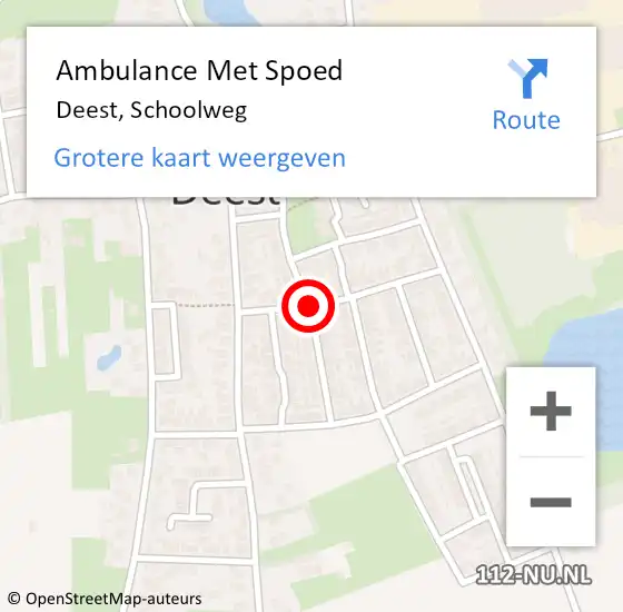 Locatie op kaart van de 112 melding: Ambulance Met Spoed Naar Deest, Schoolweg op 30 november 2019 21:44