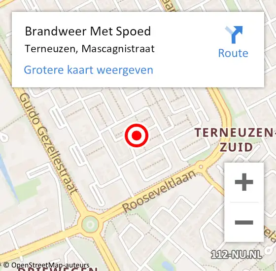 Locatie op kaart van de 112 melding: Brandweer Met Spoed Naar Terneuzen, Mascagnistraat op 30 november 2019 22:45