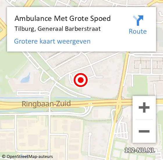 Locatie op kaart van de 112 melding: Ambulance Met Grote Spoed Naar Tilburg, Generaal Barberstraat op 30 november 2019 23:00