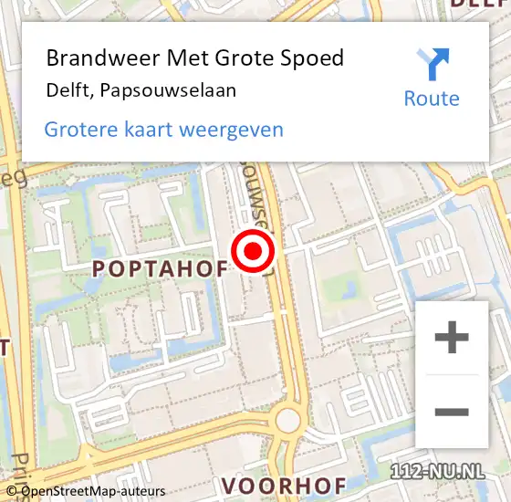 Locatie op kaart van de 112 melding: Brandweer Met Grote Spoed Naar Delft, Papsouwselaan op 30 november 2019 23:58