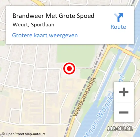 Locatie op kaart van de 112 melding: Brandweer Met Grote Spoed Naar Weurt, Sportlaan op 1 december 2019 00:24