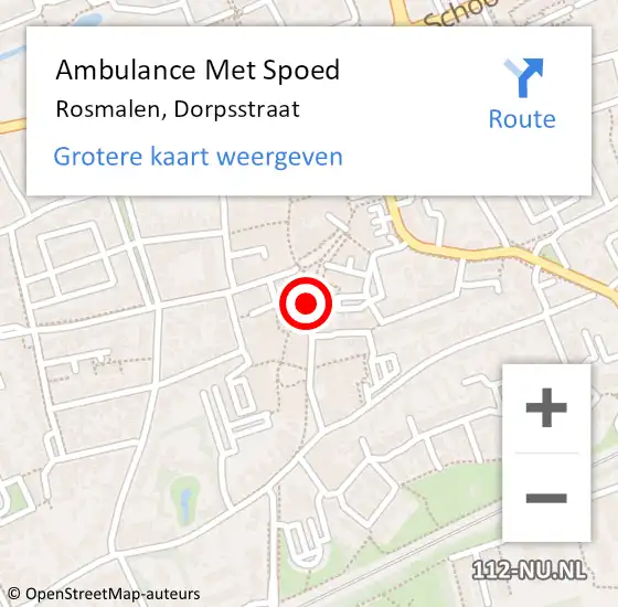 Locatie op kaart van de 112 melding: Ambulance Met Spoed Naar Rosmalen, Dorpsstraat op 1 december 2019 00:32