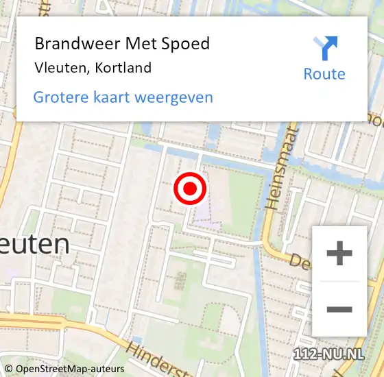 Locatie op kaart van de 112 melding: Brandweer Met Spoed Naar Vleuten, Kortland op 1 december 2019 00:36