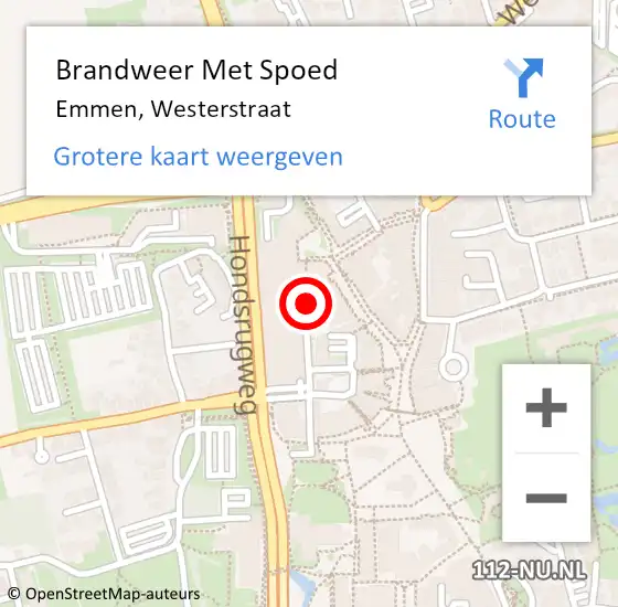 Locatie op kaart van de 112 melding: Brandweer Met Spoed Naar Emmen, Westerstraat op 1 december 2019 00:46