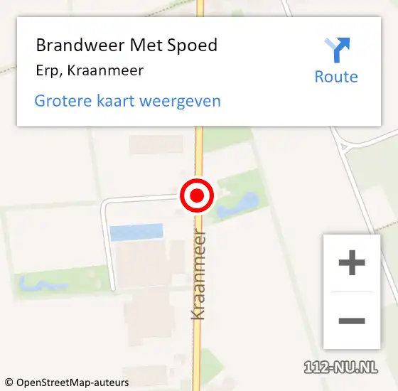 Locatie op kaart van de 112 melding: Brandweer Met Spoed Naar Erp, Kraanmeer op 1 december 2019 01:16