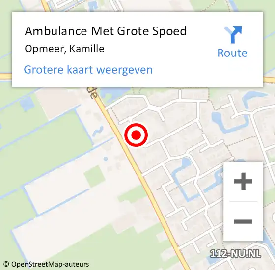 Locatie op kaart van de 112 melding: Ambulance Met Grote Spoed Naar Opmeer, Kamille op 1 december 2019 01:30