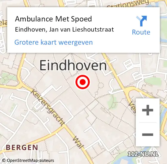 Locatie op kaart van de 112 melding: Ambulance Met Spoed Naar Eindhoven, Jan van Lieshoutstraat op 1 december 2019 01:40