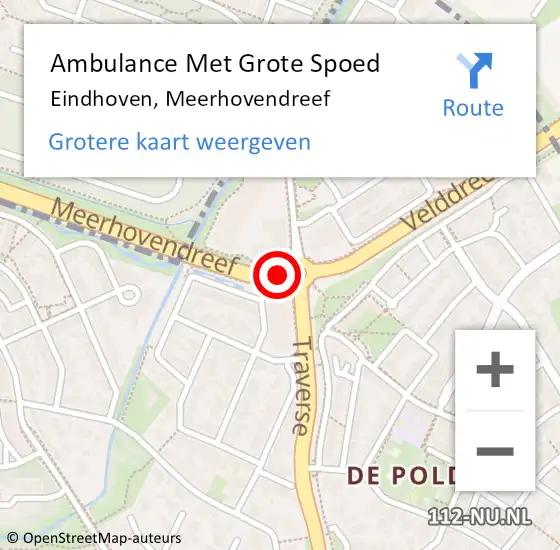 Locatie op kaart van de 112 melding: Ambulance Met Grote Spoed Naar Eindhoven, Meerhovendreef op 1 december 2019 02:01