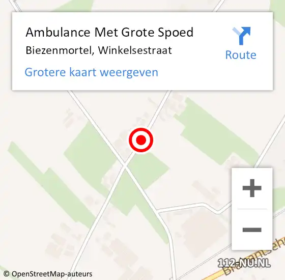 Locatie op kaart van de 112 melding: Ambulance Met Grote Spoed Naar Biezenmortel, Winkelsestraat op 1 december 2019 02:35