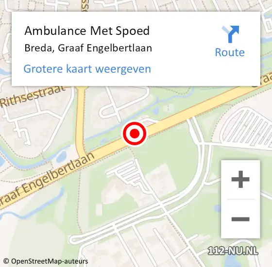 Locatie op kaart van de 112 melding: Ambulance Met Spoed Naar Breda, Graaf Engelbertlaan op 1 december 2019 02:39