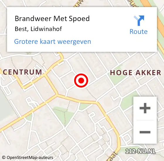 Locatie op kaart van de 112 melding: Brandweer Met Spoed Naar Best, Lidwinahof op 1 december 2019 02:58