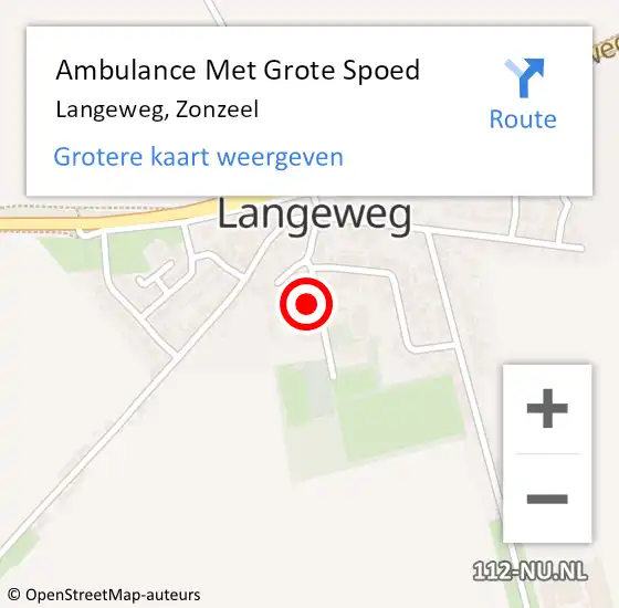 Locatie op kaart van de 112 melding: Ambulance Met Grote Spoed Naar Langeweg, Zonzeel op 1 december 2019 08:19