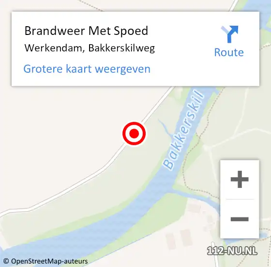 Locatie op kaart van de 112 melding: Brandweer Met Spoed Naar Werkendam, Bakkerskilweg op 1 december 2019 08:57