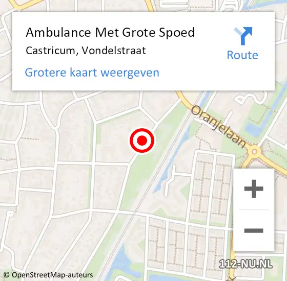 Locatie op kaart van de 112 melding: Ambulance Met Grote Spoed Naar Castricum, Vondelstraat op 1 december 2019 10:26