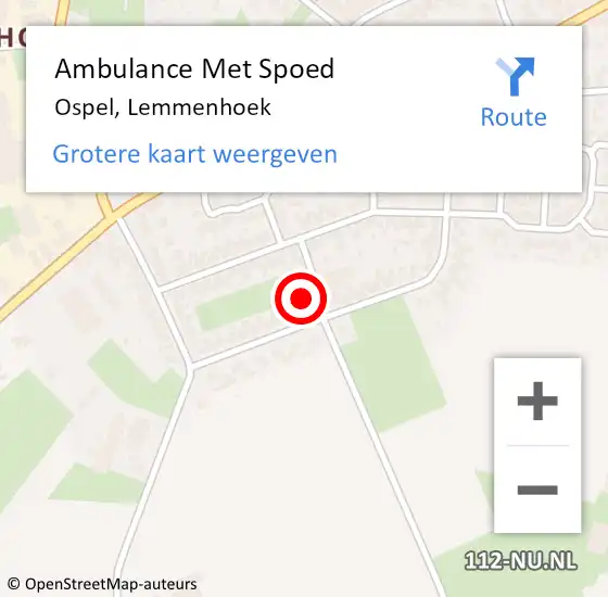 Locatie op kaart van de 112 melding: Ambulance Met Spoed Naar Ospel, Lemmenhoek op 1 december 2019 10:54