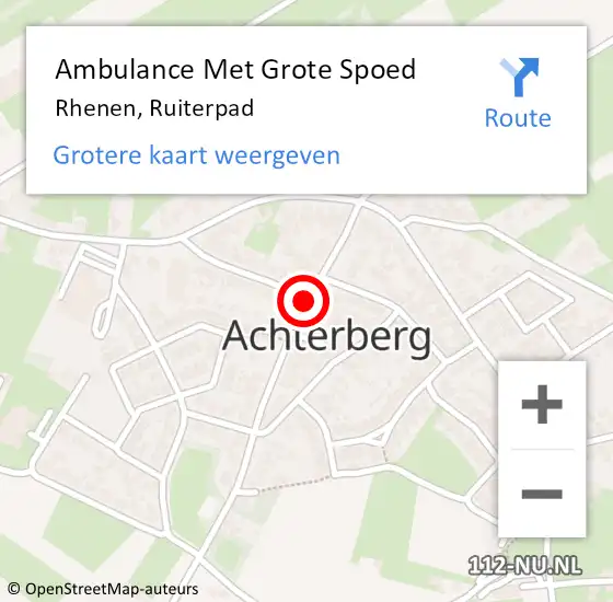 Locatie op kaart van de 112 melding: Ambulance Met Grote Spoed Naar Rhenen, Ruiterpad op 1 december 2019 10:56