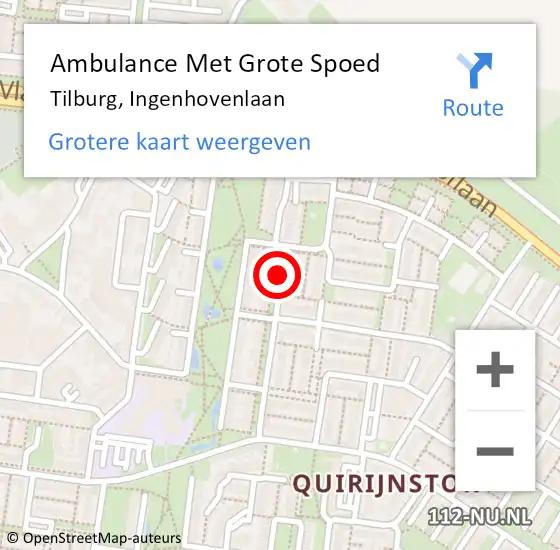 Locatie op kaart van de 112 melding: Ambulance Met Grote Spoed Naar Tilburg, Ingenhovenlaan op 1 december 2019 11:24