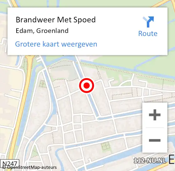 Locatie op kaart van de 112 melding: Brandweer Met Spoed Naar Edam, Groenland op 1 december 2019 12:11