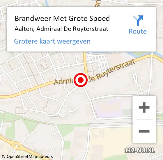 Locatie op kaart van de 112 melding: Brandweer Met Grote Spoed Naar Aalten, Admiraal De Ruyterstraat op 1 december 2019 12:18