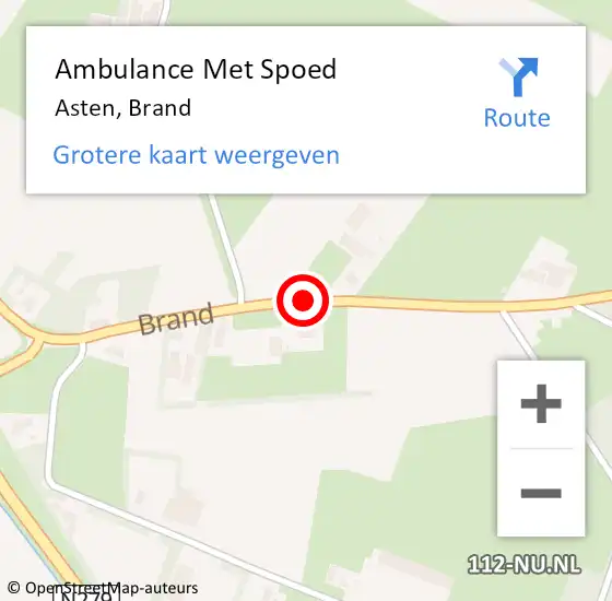 Locatie op kaart van de 112 melding: Ambulance Met Spoed Naar Asten, Brand op 1 december 2019 12:25