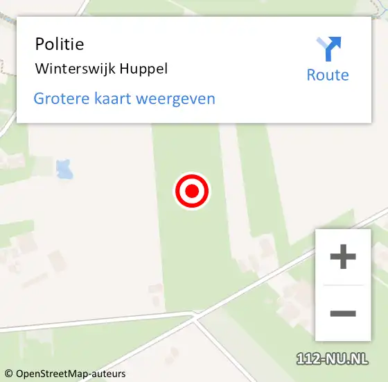 Locatie op kaart van de 112 melding: Politie Winterswijk Huppel op 1 december 2019 13:13