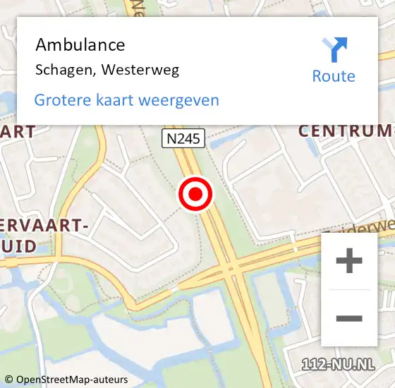 Locatie op kaart van de 112 melding: Ambulance Schagen, Westerweg op 1 december 2019 15:52