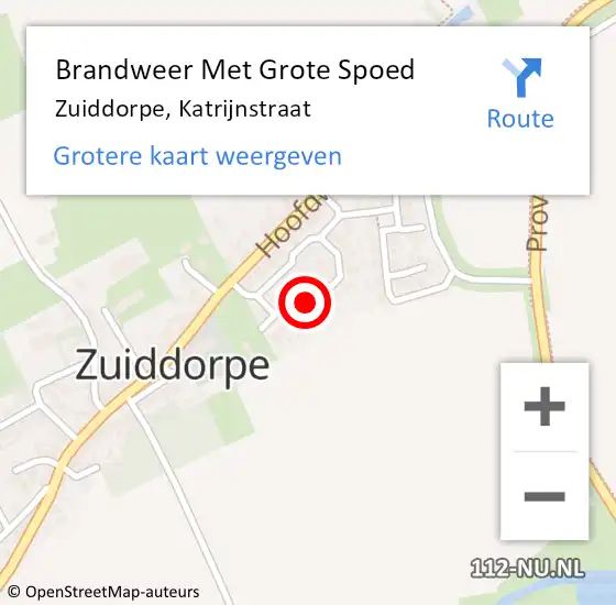 Locatie op kaart van de 112 melding: Brandweer Met Grote Spoed Naar Zuiddorpe, Katrijnstraat op 1 december 2019 15:56