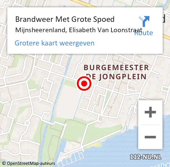 Locatie op kaart van de 112 melding: Brandweer Met Grote Spoed Naar Mijnsheerenland, Elisabeth Van Loonstraat op 1 december 2019 16:29